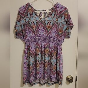 Women’s Boho Print Top – Win Win Brand – Size Large